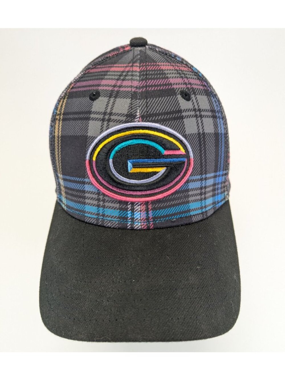 Green Bay Packers New Era 39THIRTY Crucial Catch 2024 Hat S M Plaid Cancer NFL
